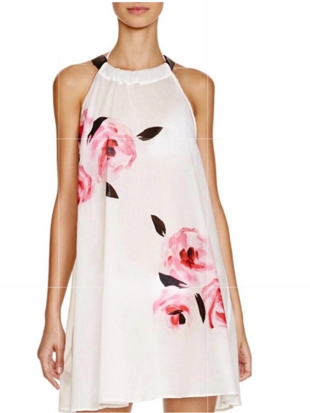 kate spade White Halter Mini Dress with Pink Floral Print